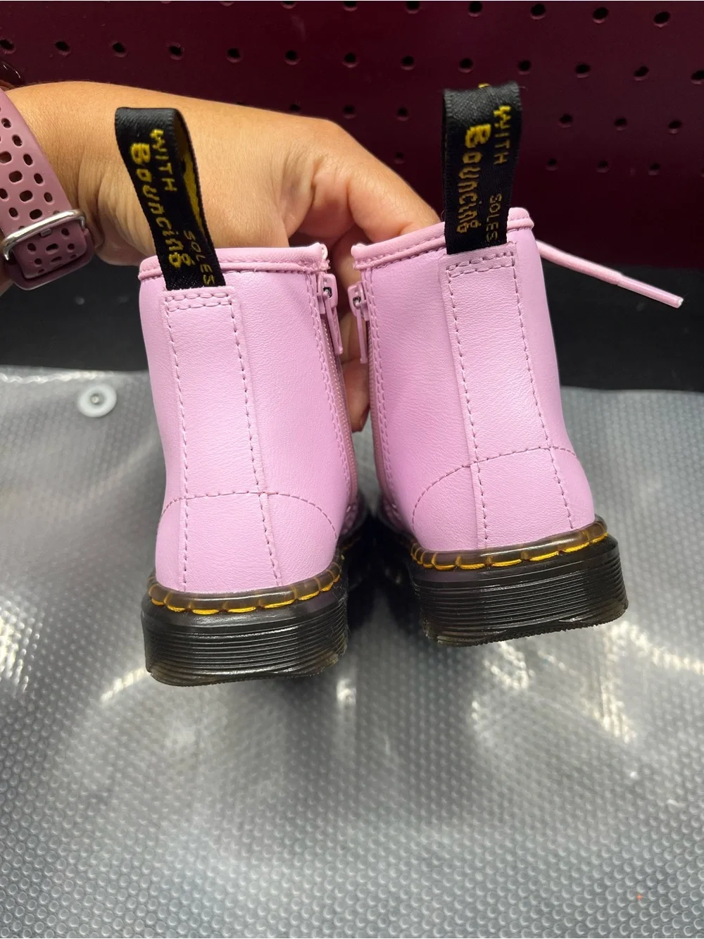 Dr. Martens Kids Light Pink Lace-Up Ankle Boots